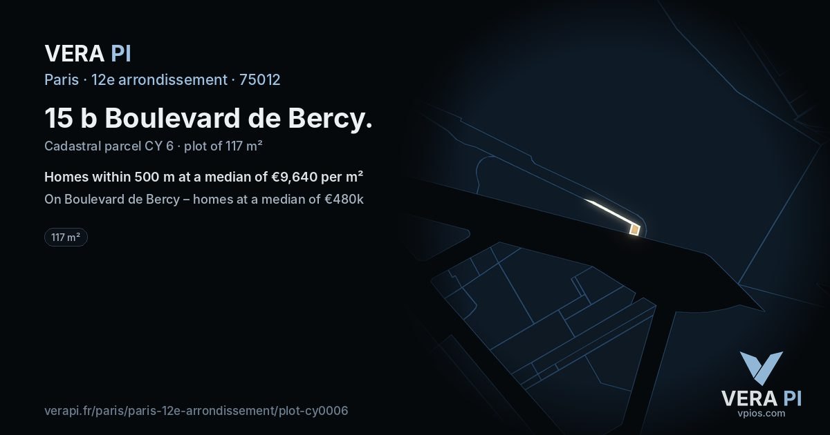 15 b Boulevard de Bercy, 12e arrondissement at night – the plot lit, the parcels around coloured by the prices near them