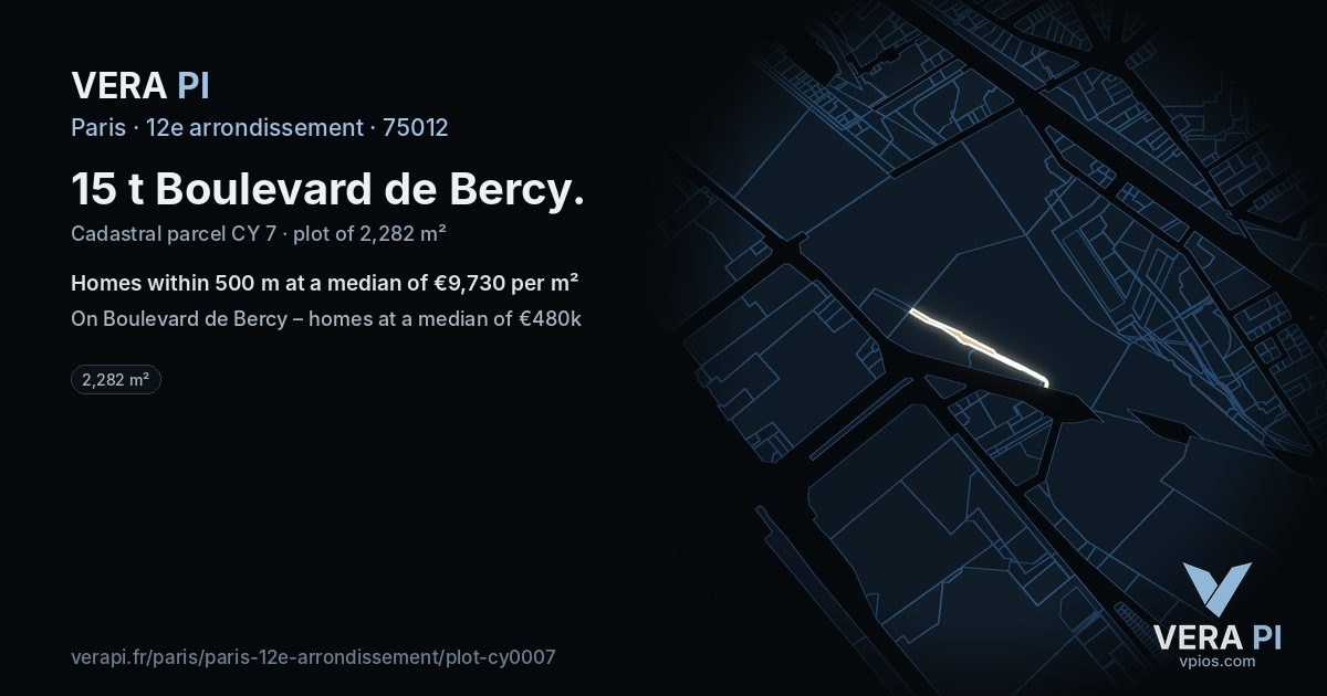 15 t Boulevard de Bercy, 12e arrondissement at night – the plot lit, the parcels around coloured by the prices near them