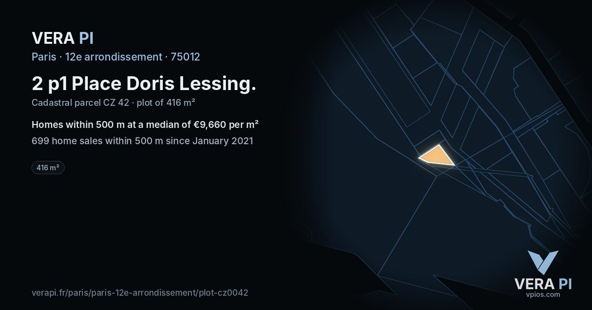 2 p1 Place Doris Lessing, 12e arrondissement at night – the plot lit, the parcels around coloured by the prices near them
