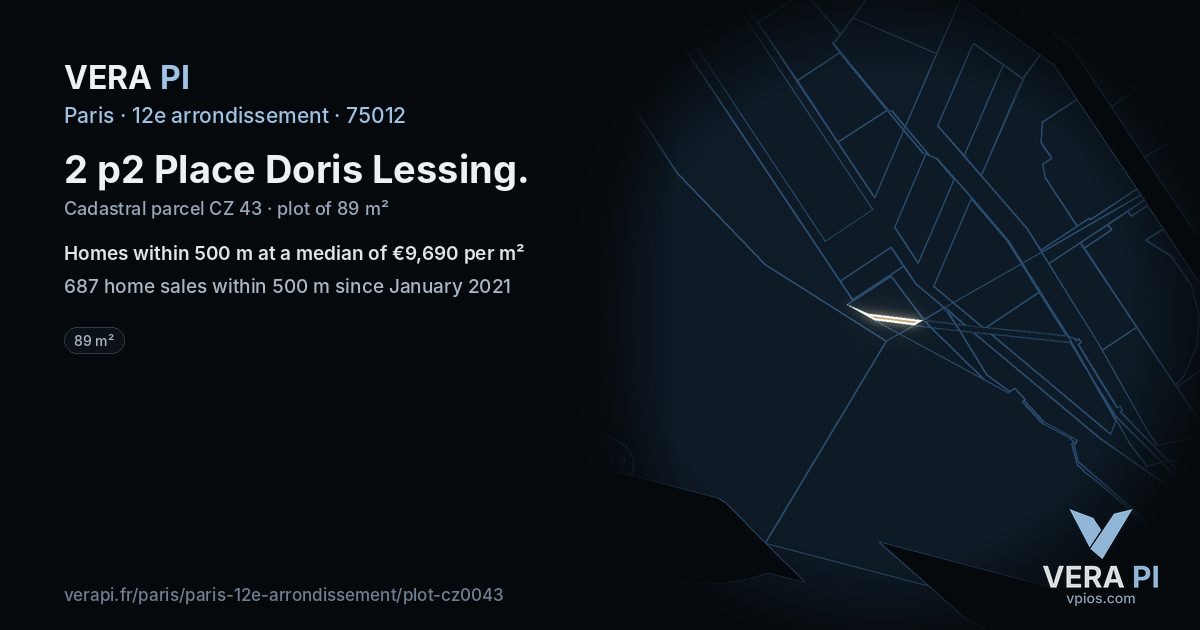2 p2 Place Doris Lessing, 12e arrondissement at night – the plot lit, the parcels around coloured by the prices near them