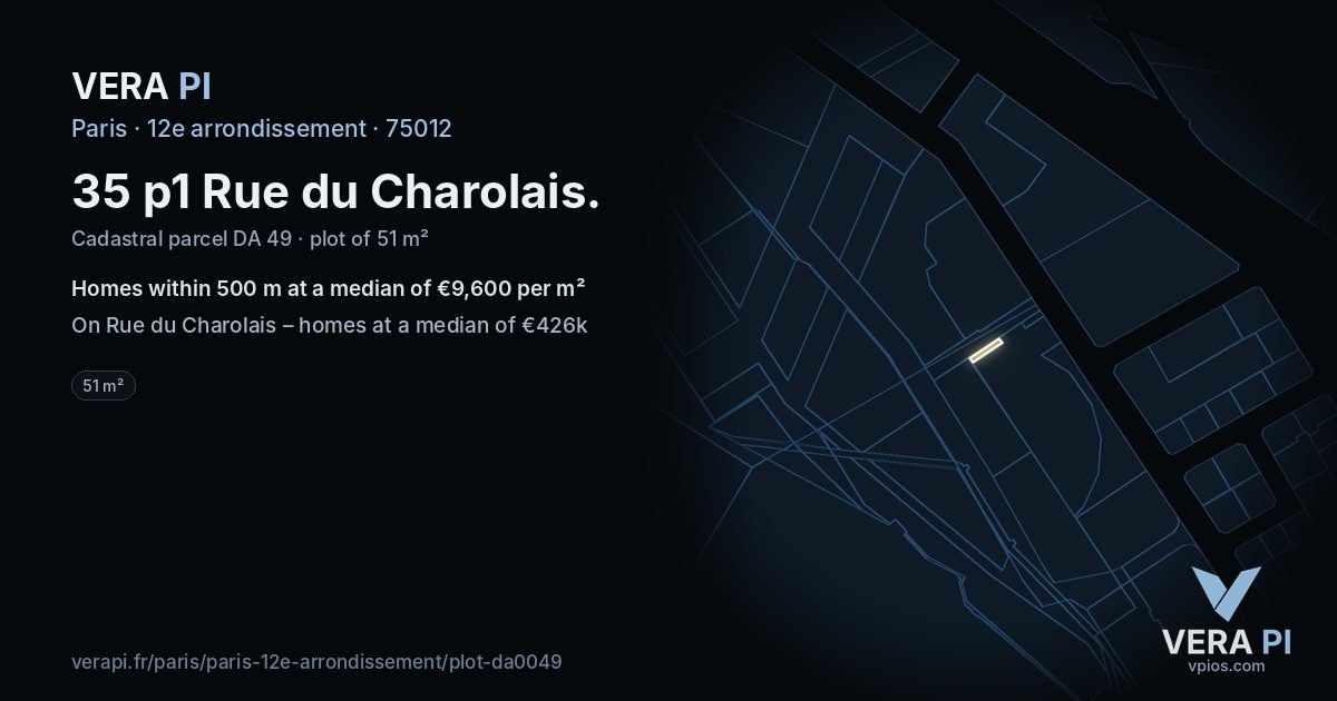 35 p1 Rue du Charolais, 12e arrondissement at night – the plot lit, the parcels around coloured by the prices near them