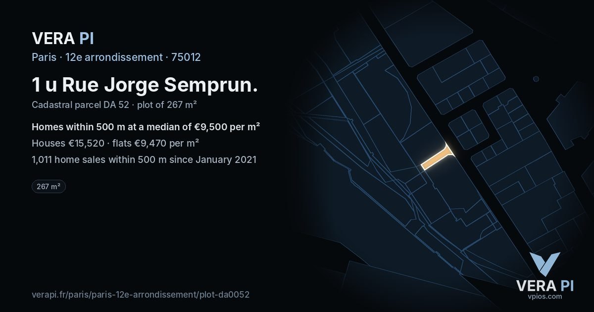 1 u Rue Jorge Semprun, 12e arrondissement at night – the plot lit, the parcels around coloured by the prices near them