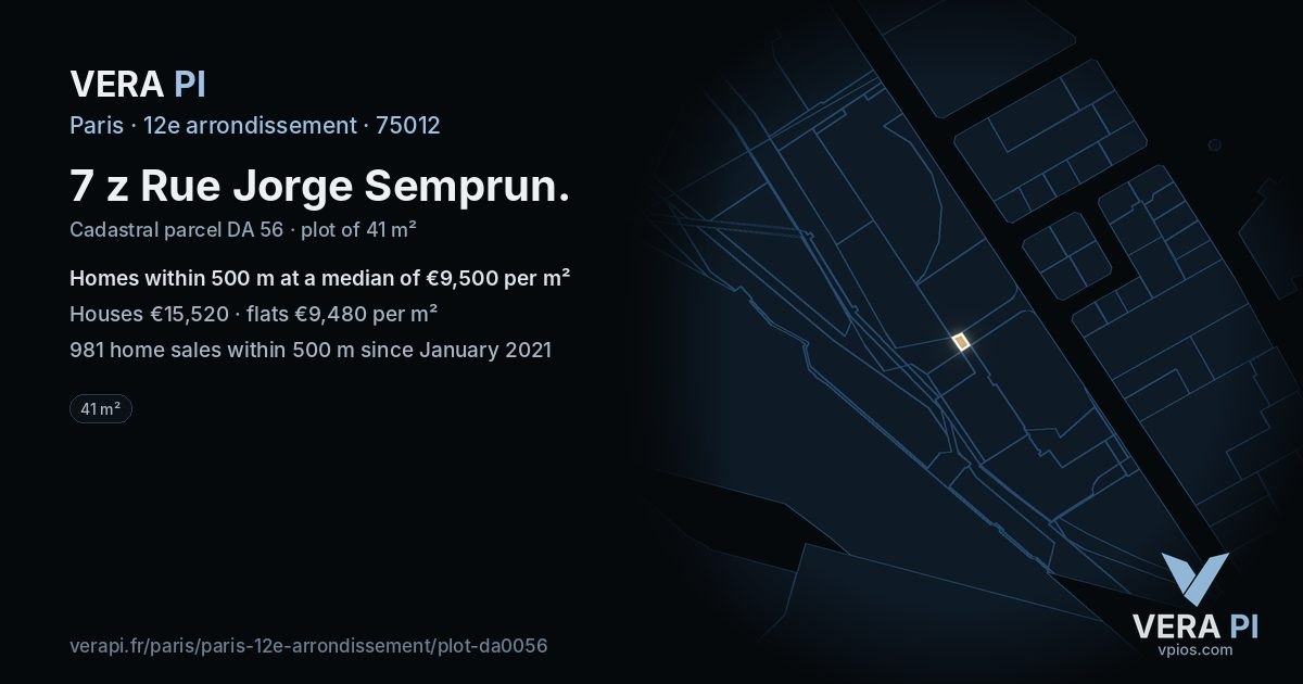 7 z Rue Jorge Semprun, 12e arrondissement at night – the plot lit, the parcels around coloured by the prices near them