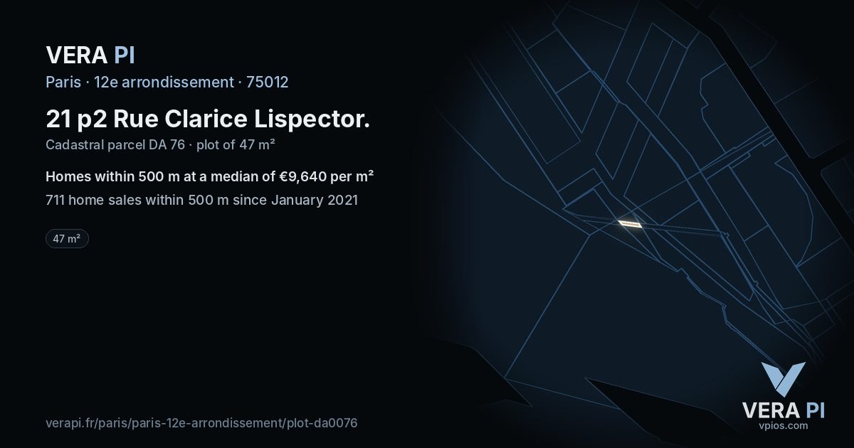 21 p2 Rue Clarice Lispector, 12e arrondissement at night – the plot lit, the parcels around coloured by the prices near them