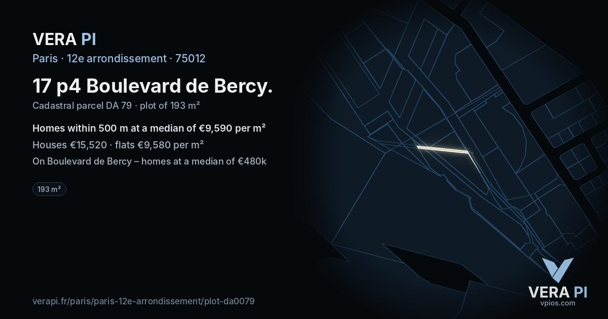 17 p4 Boulevard de Bercy, 12e arrondissement at night – the plot lit, the parcels around coloured by the prices near them