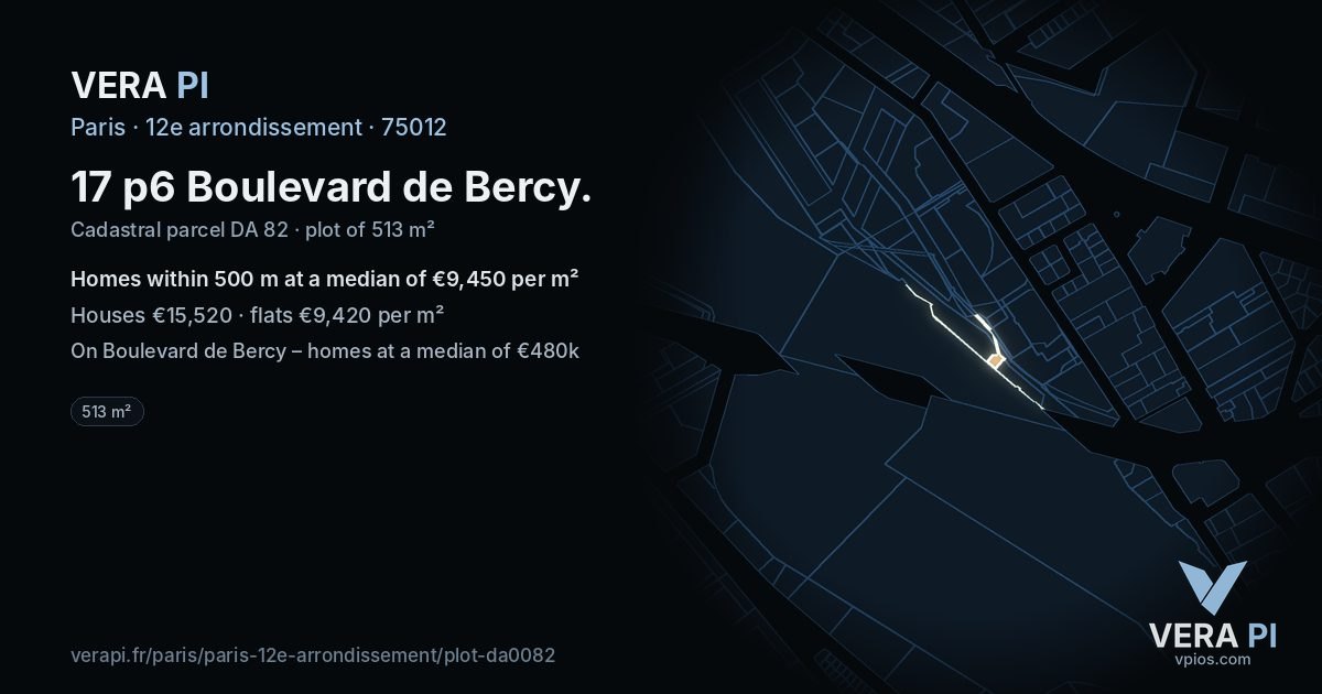 17 p6 Boulevard de Bercy, 12e arrondissement at night – the plot lit, the parcels around coloured by the prices near them