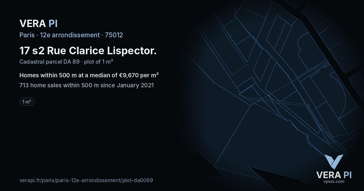 17 s2 Rue Clarice Lispector, 12e arrondissement at night – the plot lit, the parcels around coloured by the prices near them