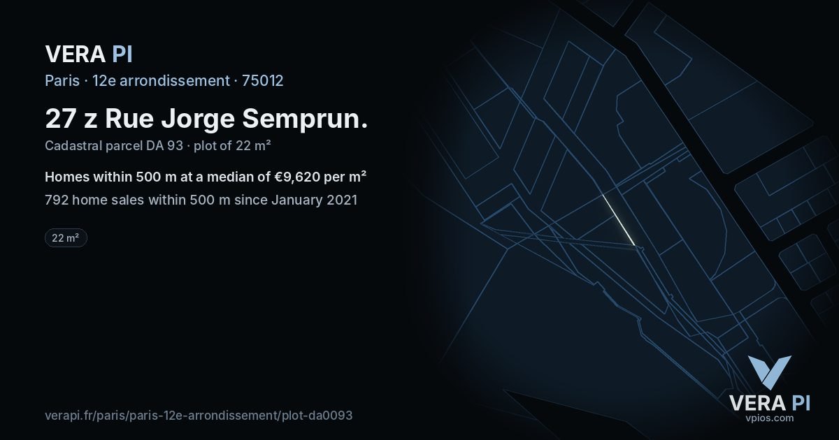 27 z Rue Jorge Semprun, 12e arrondissement at night – the plot lit, the parcels around coloured by the prices near them
