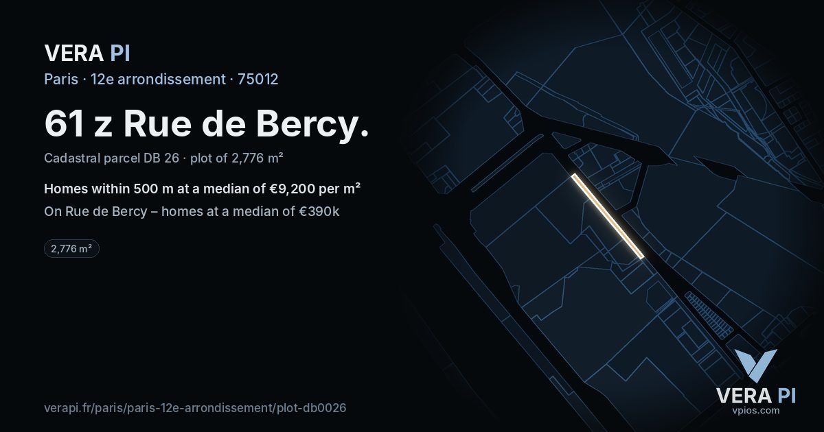 61 z Rue de Bercy, 12e arrondissement at night – the plot lit, the parcels around coloured by the prices near them