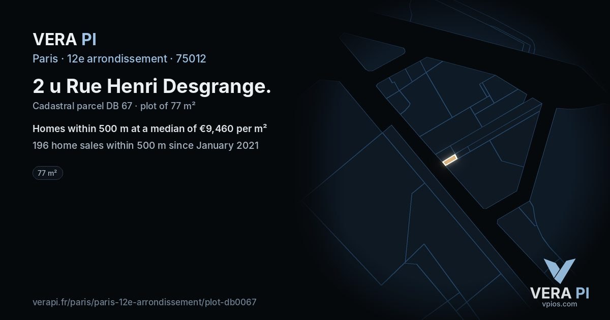 2 u Rue Henri Desgrange, 12e arrondissement at night – the plot lit, the parcels around coloured by the prices near them