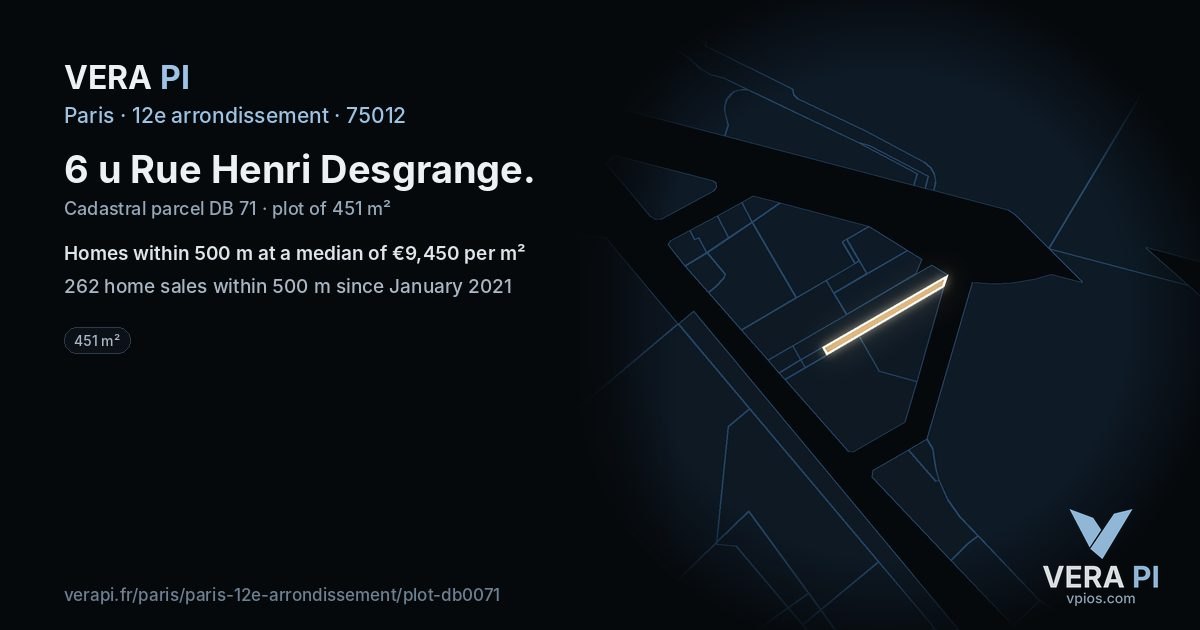 6 u Rue Henri Desgrange, 12e arrondissement at night – the plot lit, the parcels around coloured by the prices near them