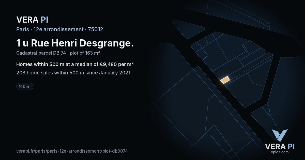 1 u Rue Henri Desgrange, 12e arrondissement at night – the plot lit, the parcels around coloured by the prices near them