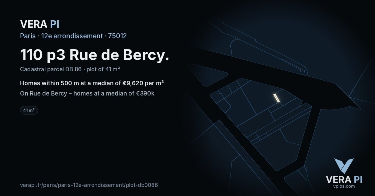 110 p3 Rue de Bercy, 12e arrondissement at night – the plot lit, the parcels around coloured by the prices near them