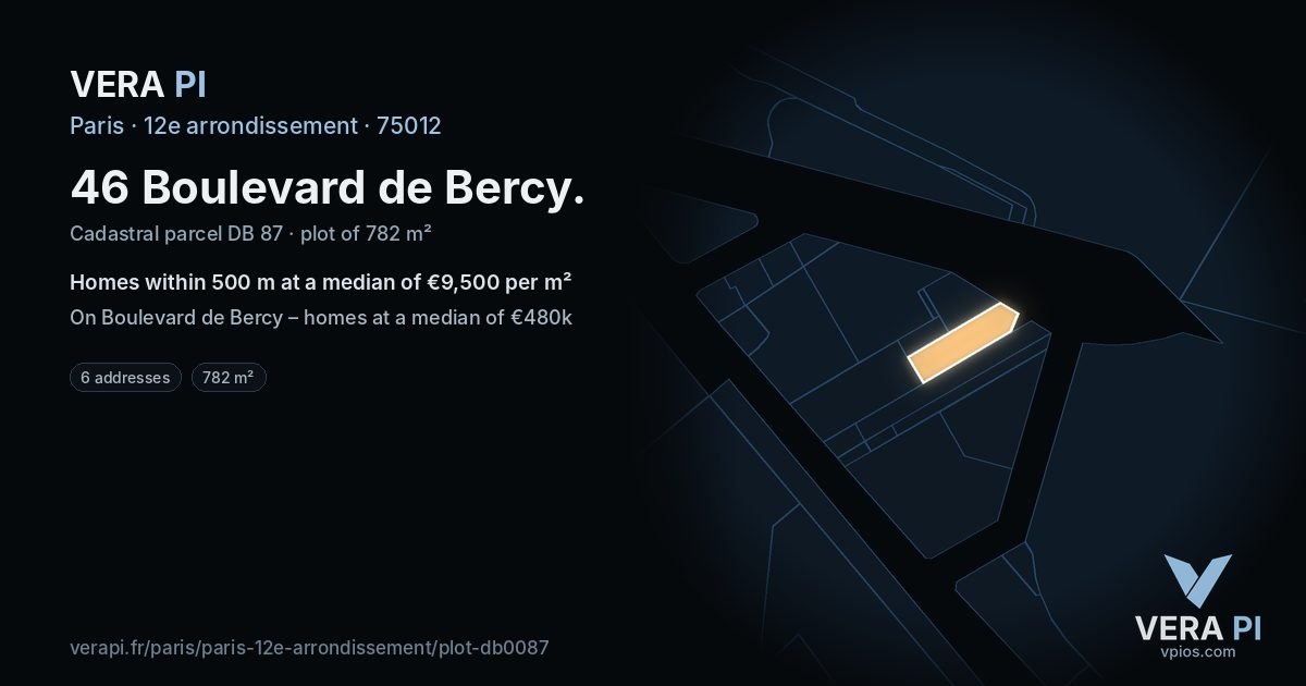 46 Boulevard de Bercy, 12e arrondissement at night – the plot lit, the parcels around coloured by the prices near them