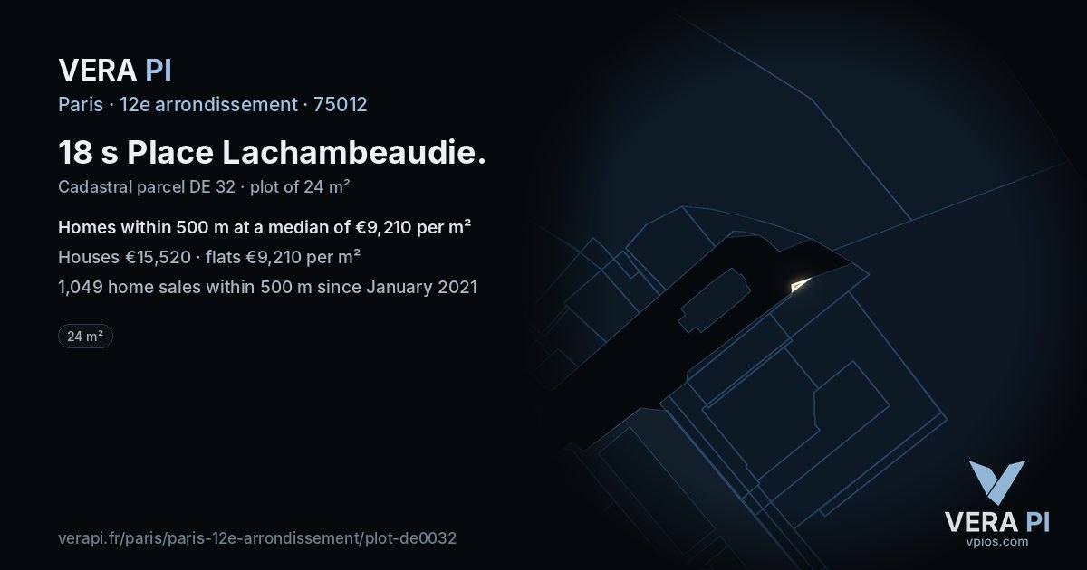 18 s Place Lachambeaudie, 12e arrondissement at night – the plot lit, the parcels around coloured by the prices near them