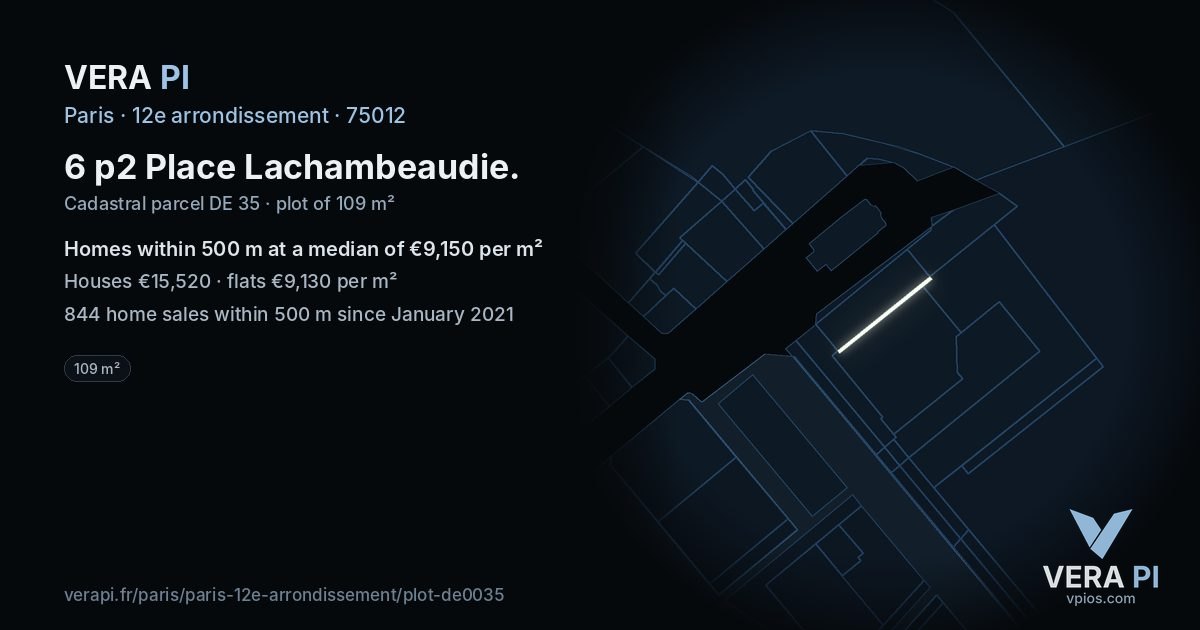 6 p2 Place Lachambeaudie, 12e arrondissement at night – the plot lit, the parcels around coloured by the prices near them