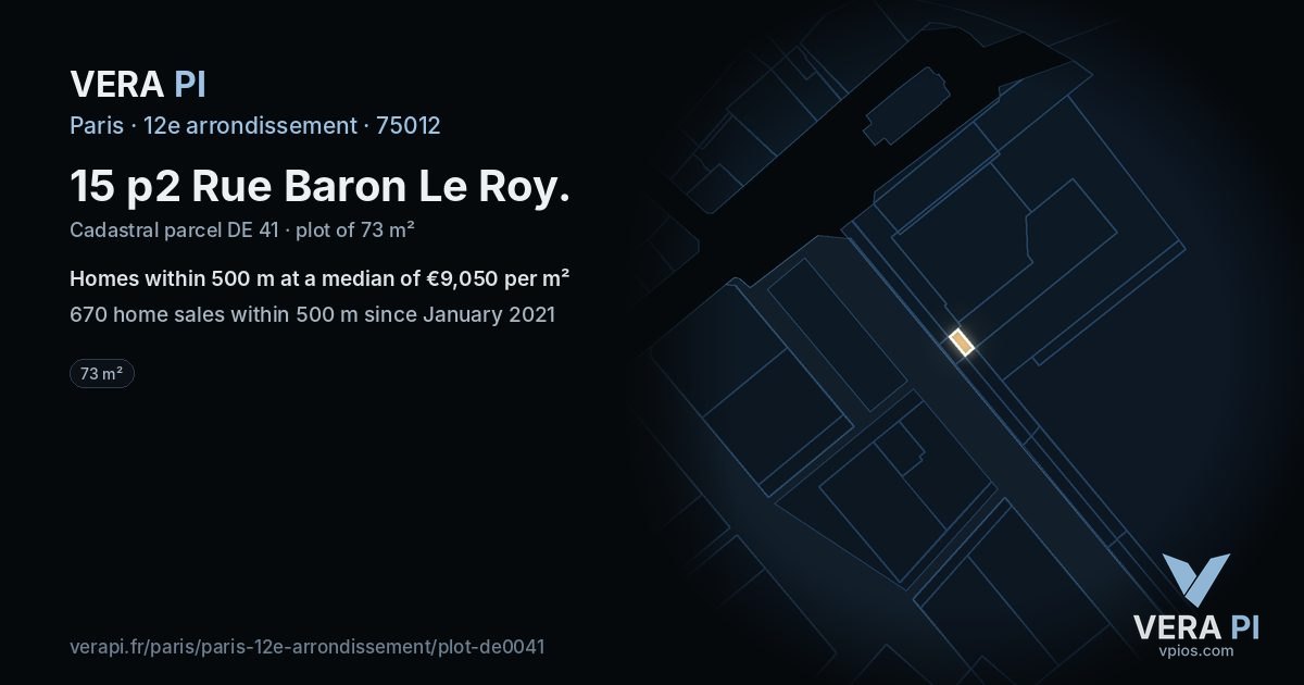 15 p2 Rue Baron Le Roy, 12e arrondissement at night – the plot lit, the parcels around coloured by the prices near them