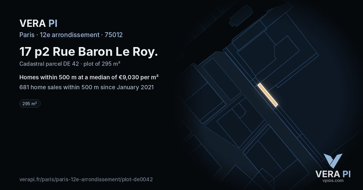 17 p2 Rue Baron Le Roy, 12e arrondissement at night – the plot lit, the parcels around coloured by the prices near them