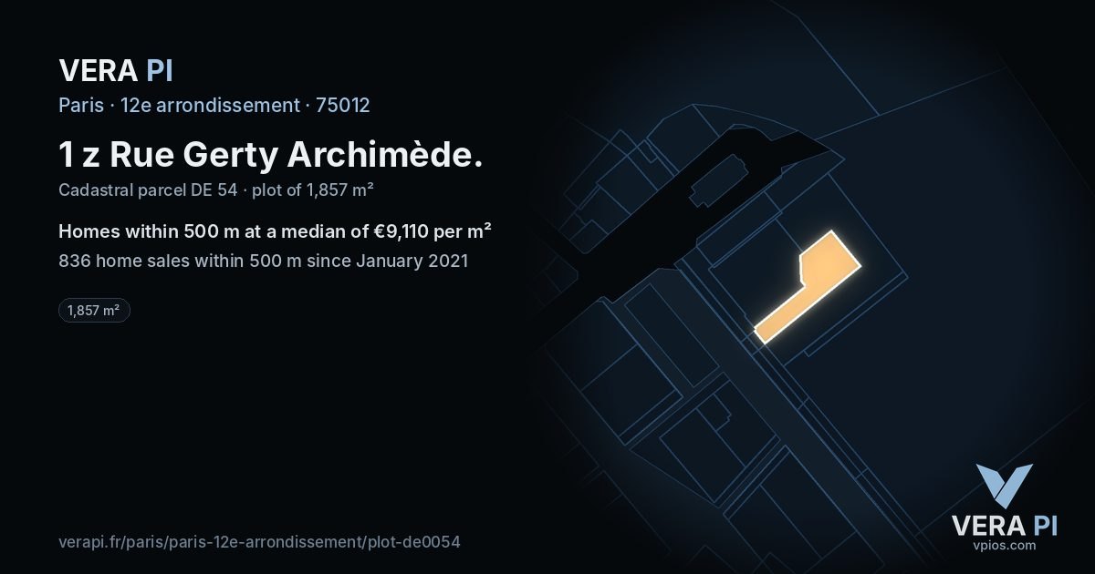 1 z Rue Gerty Archimède, 12e arrondissement at night – the plot lit, the parcels around coloured by the prices near them