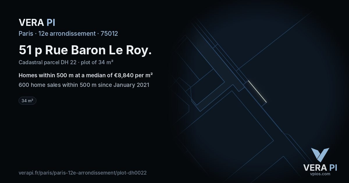 51 p Rue Baron Le Roy, 12e arrondissement at night – the plot lit, the parcels around coloured by the prices near them
