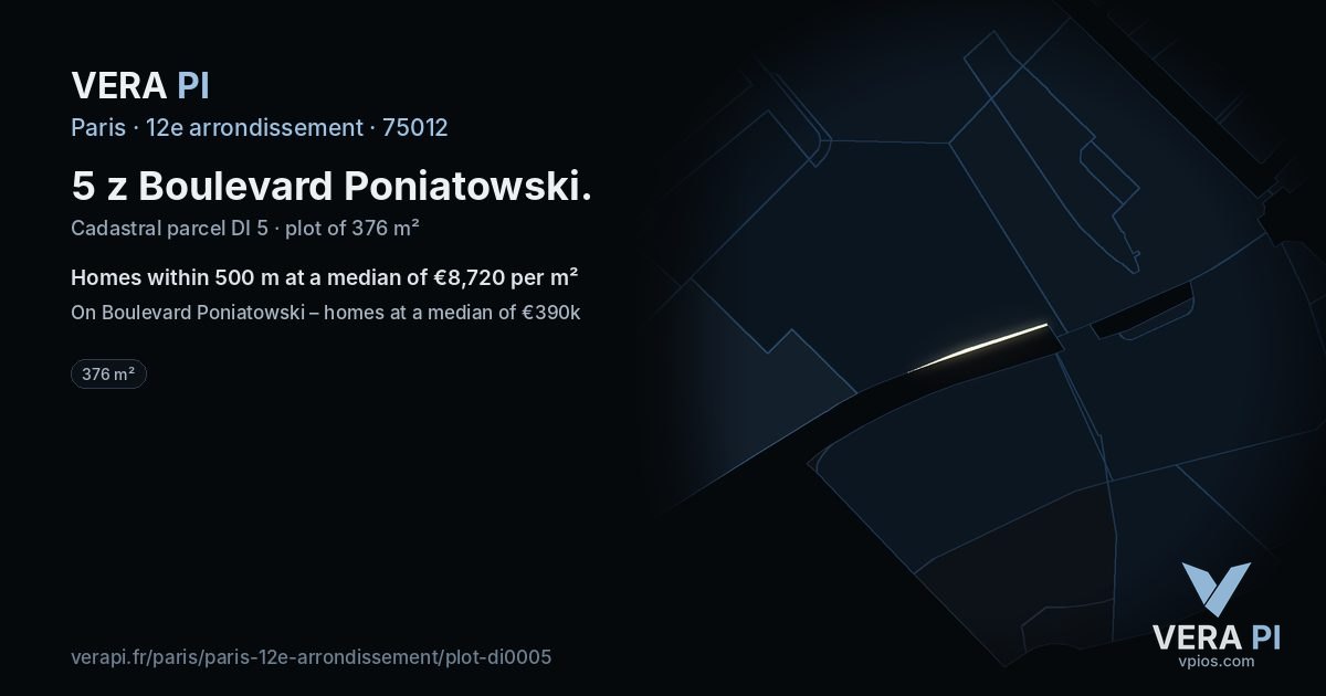 5 z Boulevard Poniatowski, 12e arrondissement at night – the plot lit, the parcels around coloured by the prices near them