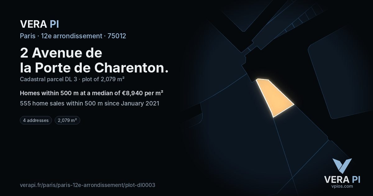 2 Avenue de la Porte de Charenton, 12e arrondissement at night – the plot lit, the parcels around coloured by the prices near them