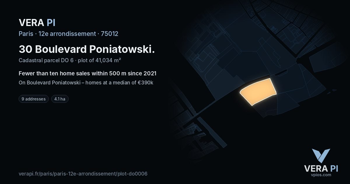 30 Boulevard Poniatowski, 12e arrondissement at night – the plot lit, the parcels around coloured by the prices near them