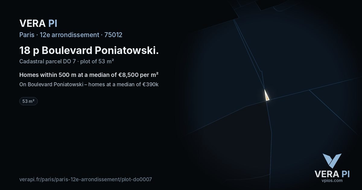 18 p Boulevard Poniatowski, 12e arrondissement at night – the plot lit, the parcels around coloured by the prices near them