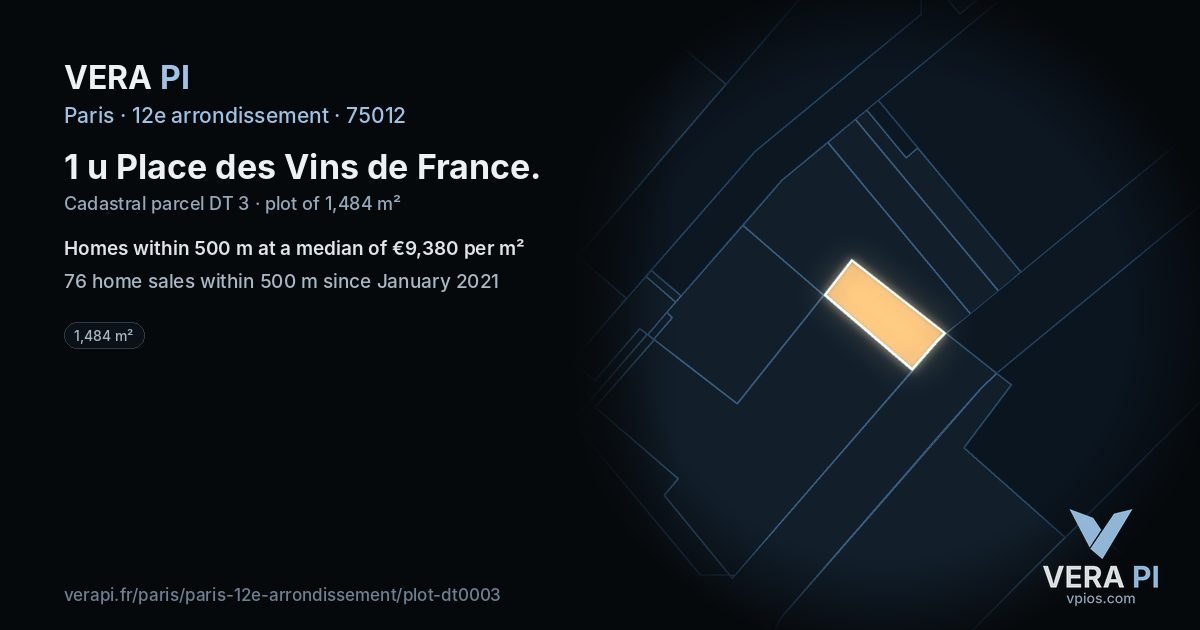 1 u Place des Vins de France, 12e arrondissement at night – the plot lit, the parcels around coloured by the prices near them