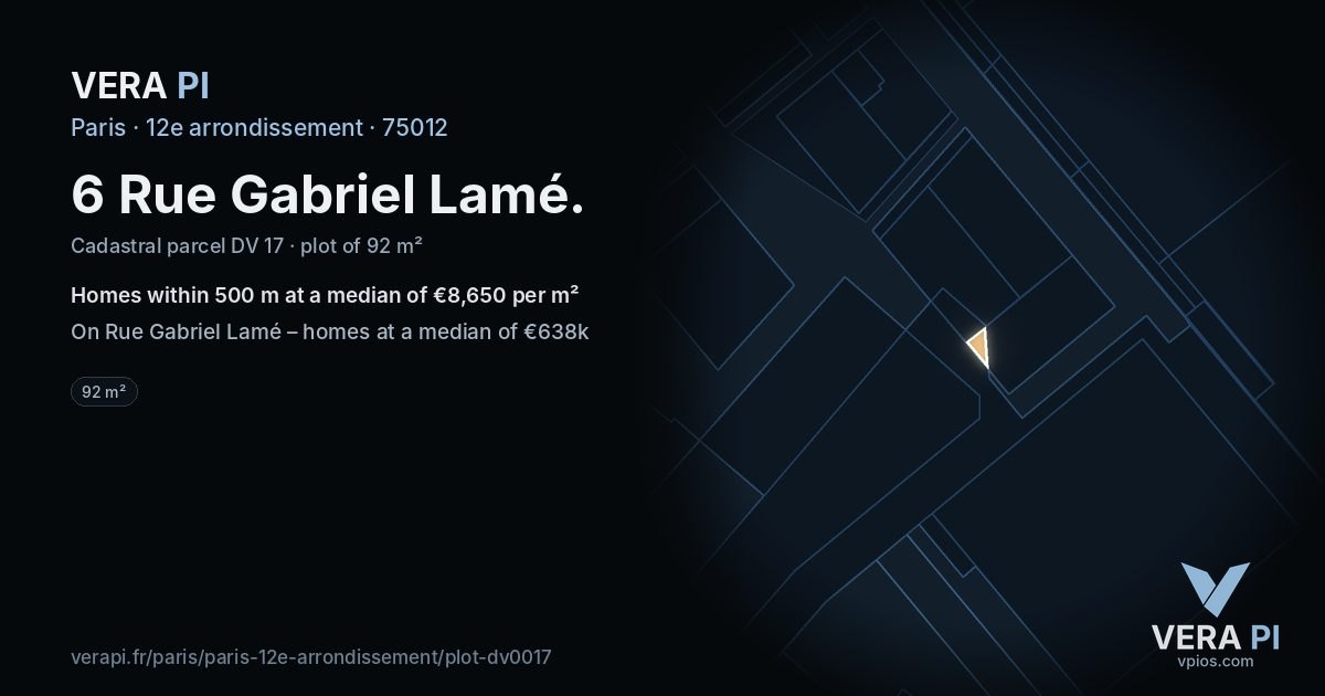 6 Rue Gabriel Lamé, 12e arrondissement at night – the plot lit, the parcels around coloured by the prices near them