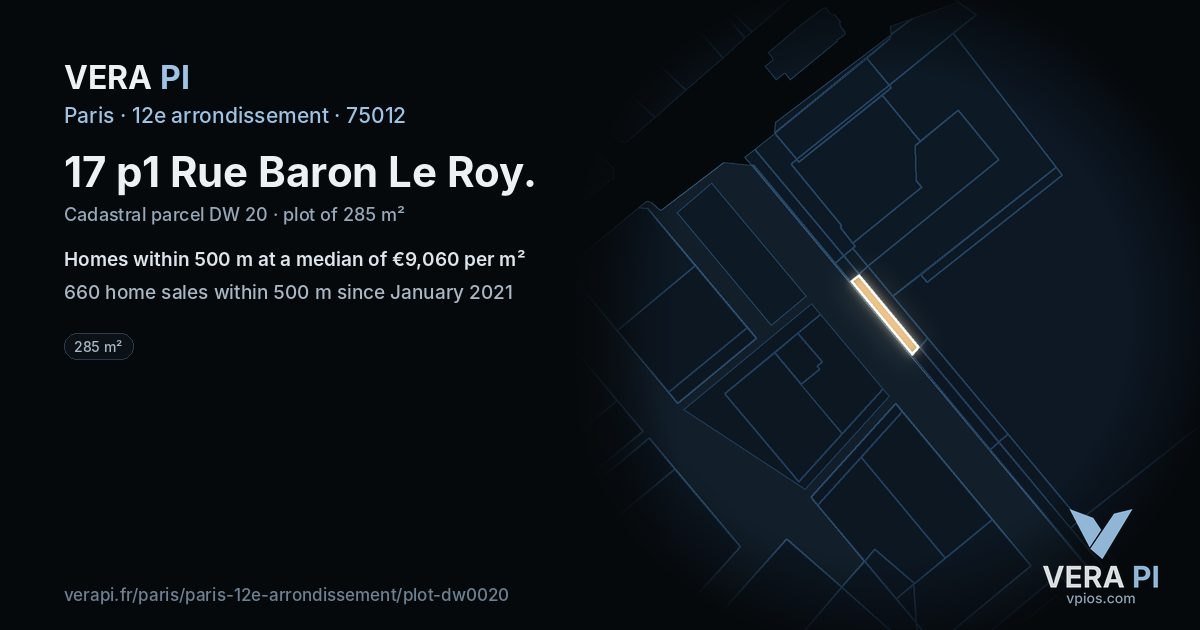 17 p1 Rue Baron Le Roy, 12e arrondissement at night – the plot lit, the parcels around coloured by the prices near them