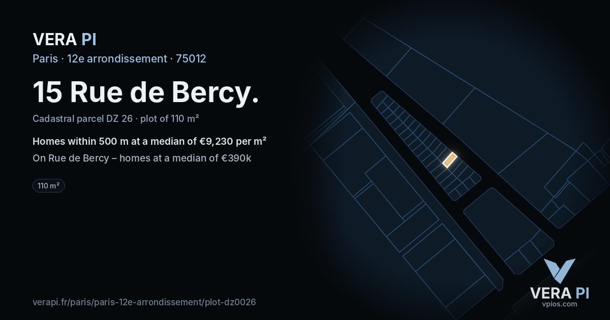 15 Rue de Bercy, 12e arrondissement at night – the plot lit, the parcels around coloured by the prices near them