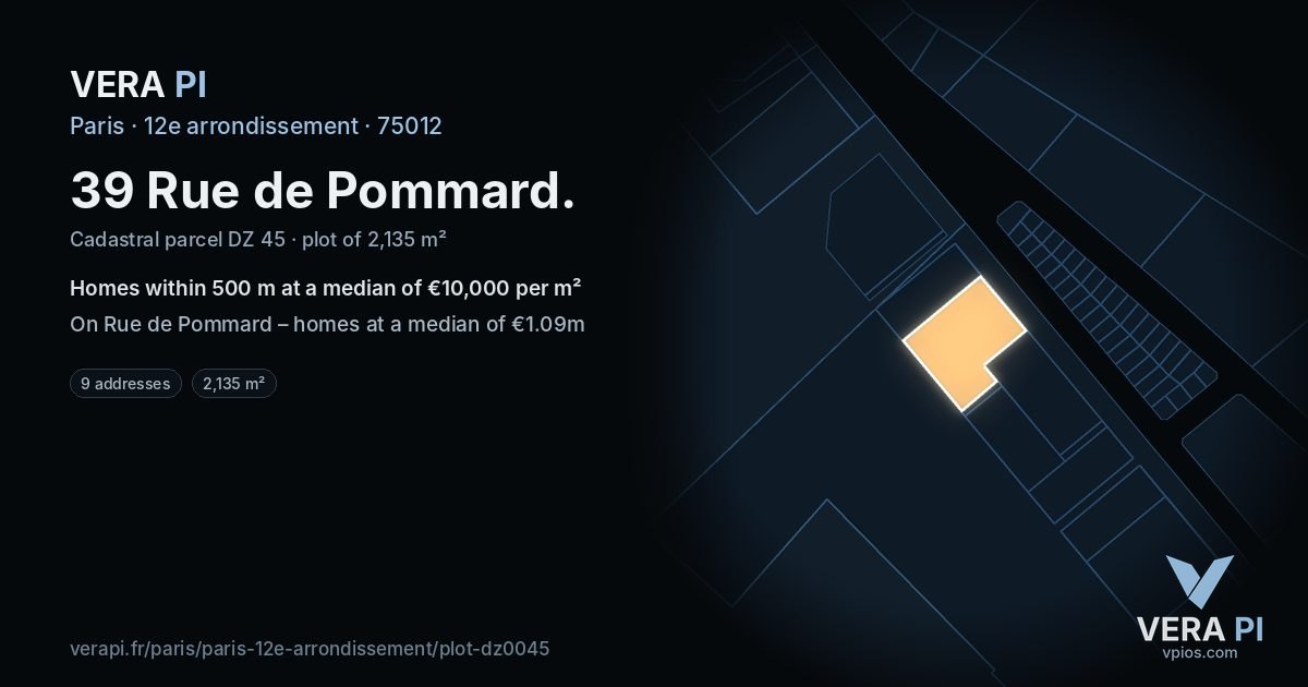 39 Rue de Pommard, 12e arrondissement at night – the plot lit, the parcels around coloured by the prices near them