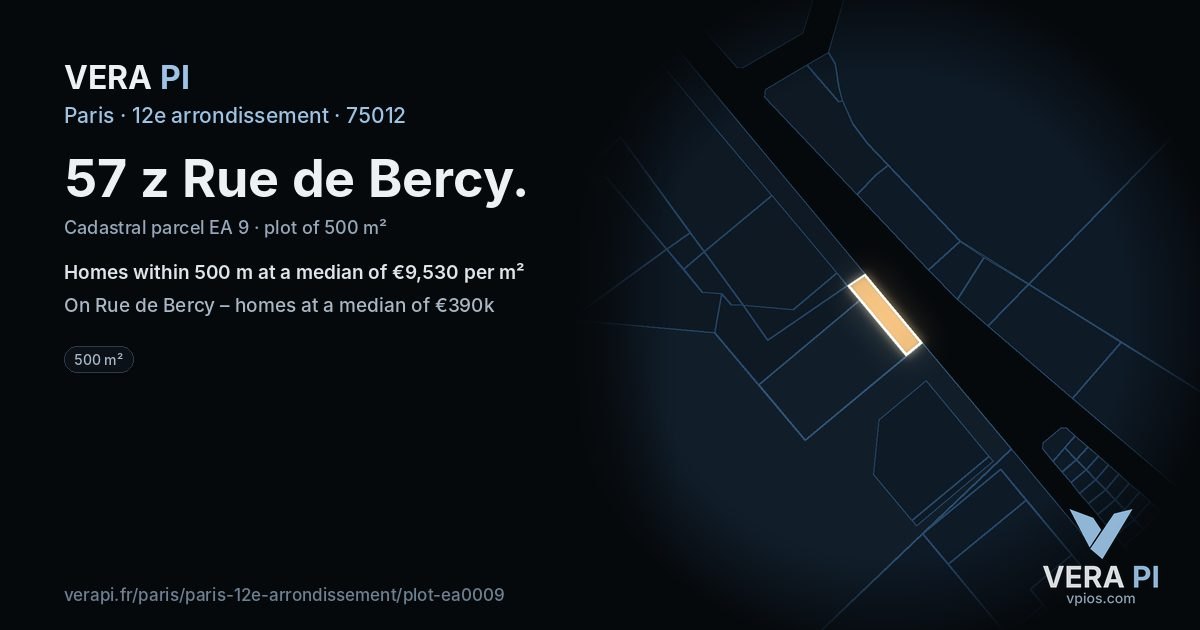 57 z Rue de Bercy, 12e arrondissement at night – the plot lit, the parcels around coloured by the prices near them