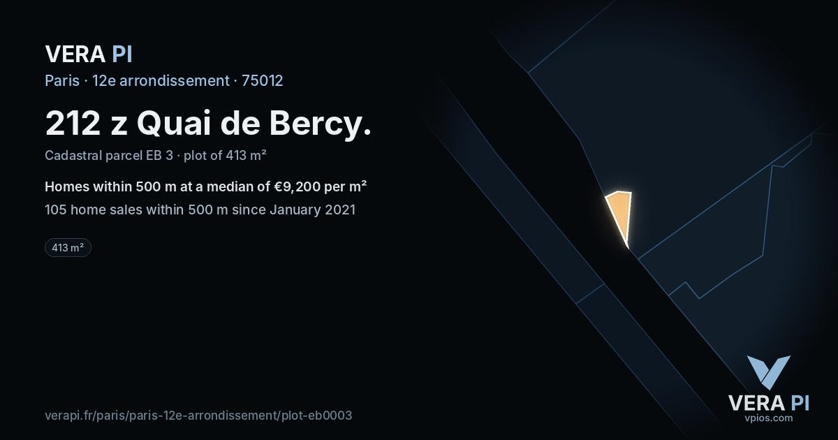 212 z Quai de Bercy, 12e arrondissement at night – the plot lit, the parcels around coloured by the prices near them