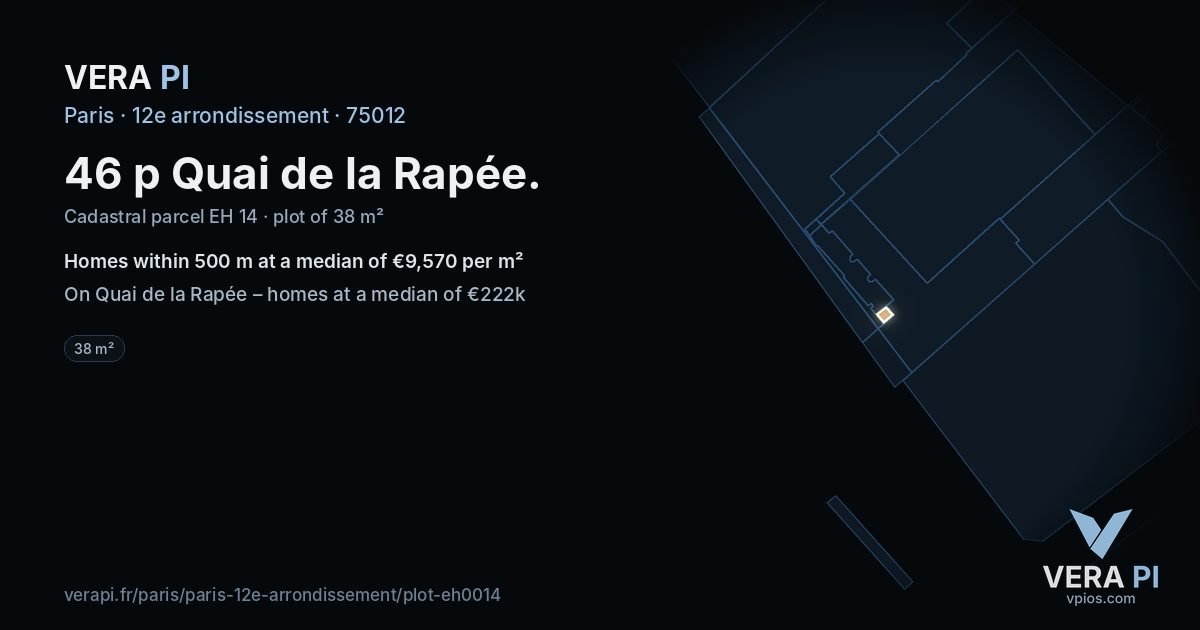 46 p Quai de la Rapée, 12e arrondissement at night – the plot lit, the parcels around coloured by the prices near them