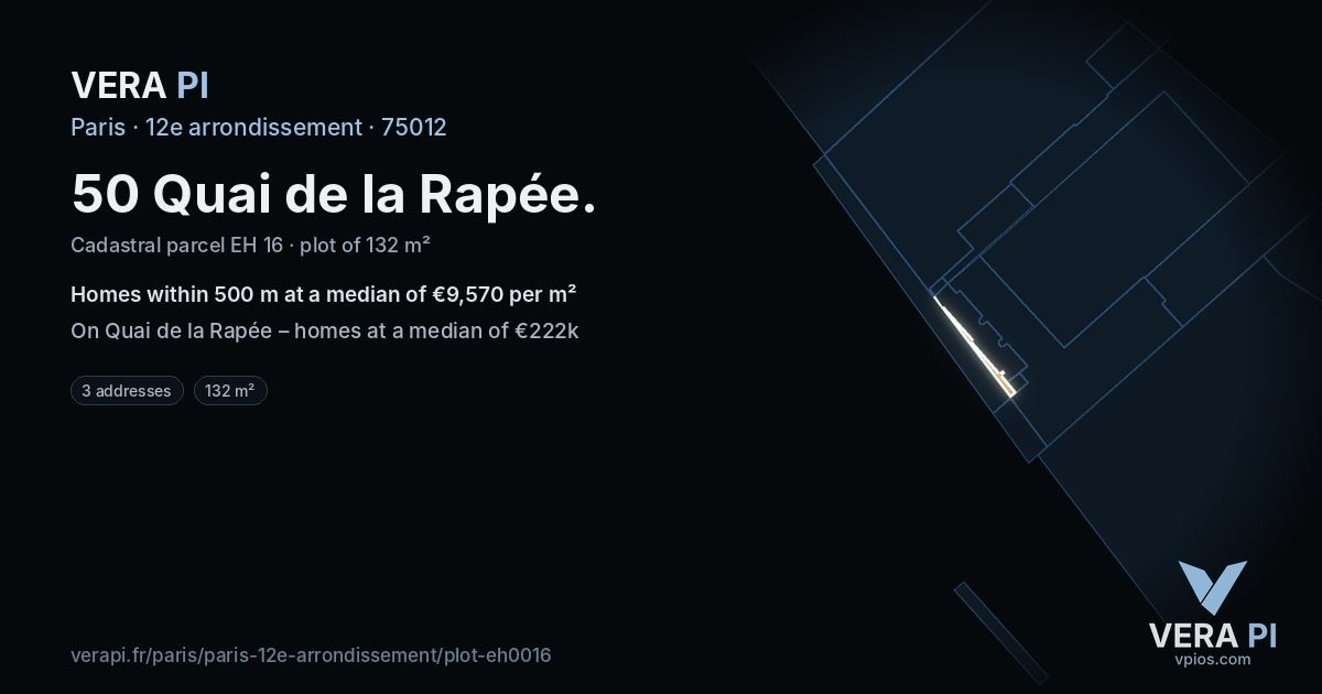 50 Quai de la Rapée, 12e arrondissement at night – the plot lit, the parcels around coloured by the prices near them