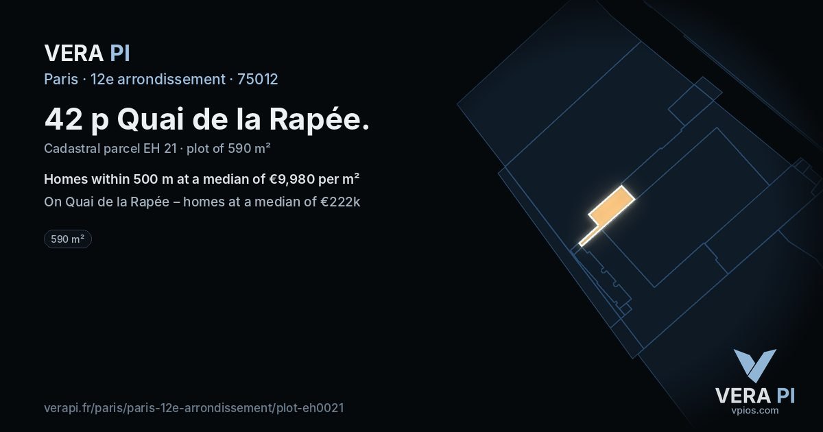 42 p Quai de la Rapée, 12e arrondissement at night – the plot lit, the parcels around coloured by the prices near them