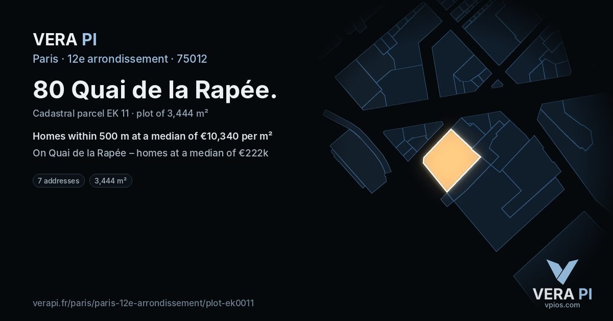 80 Quai de la Rapée, 12e arrondissement at night – the plot lit, the parcels around coloured by the prices near them