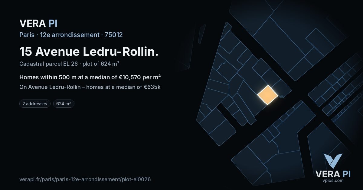 15 Avenue Ledru-Rollin, 12e arrondissement at night – the plot lit, the parcels around coloured by the prices near them