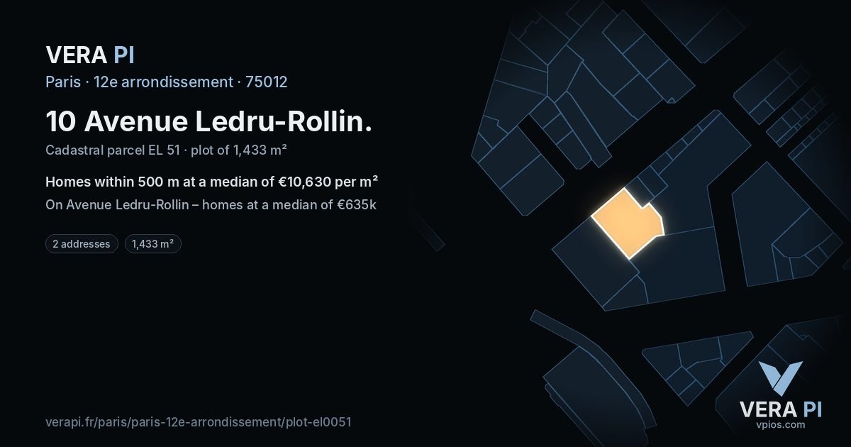 10 Avenue Ledru-Rollin, 12e arrondissement at night – the plot lit, the parcels around coloured by the prices near them