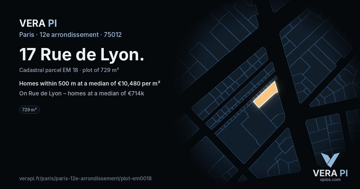 17 Rue de Lyon, 12e arrondissement at night – the plot lit, the parcels around coloured by the prices near them