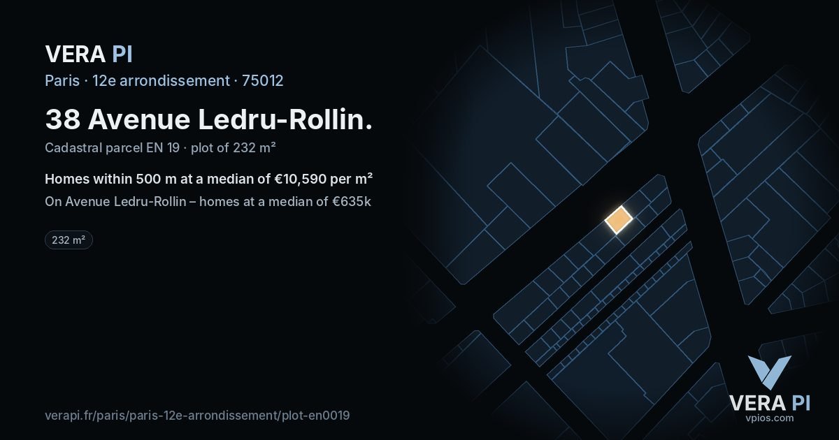 38 Avenue Ledru-Rollin, 12e arrondissement at night – the plot lit, the parcels around coloured by the prices near them