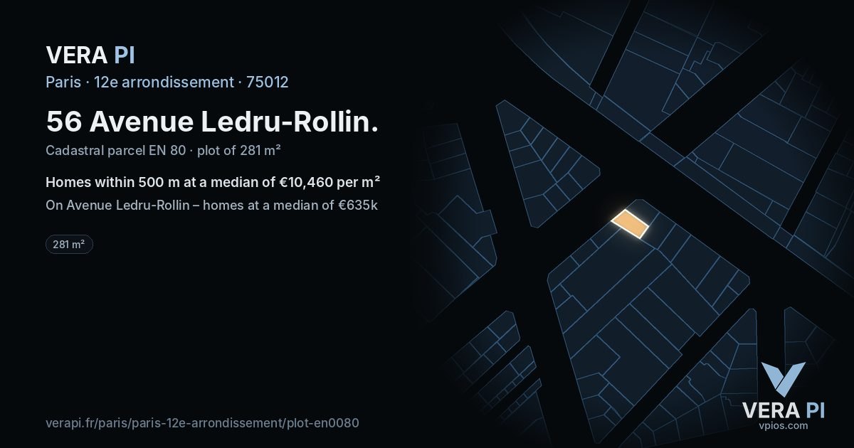 56 Avenue Ledru-Rollin, 12e arrondissement at night – the plot lit, the parcels around coloured by the prices near them