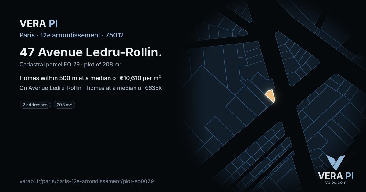 47 Avenue Ledru-Rollin, 12e arrondissement at night – the plot lit, the parcels around coloured by the prices near them
