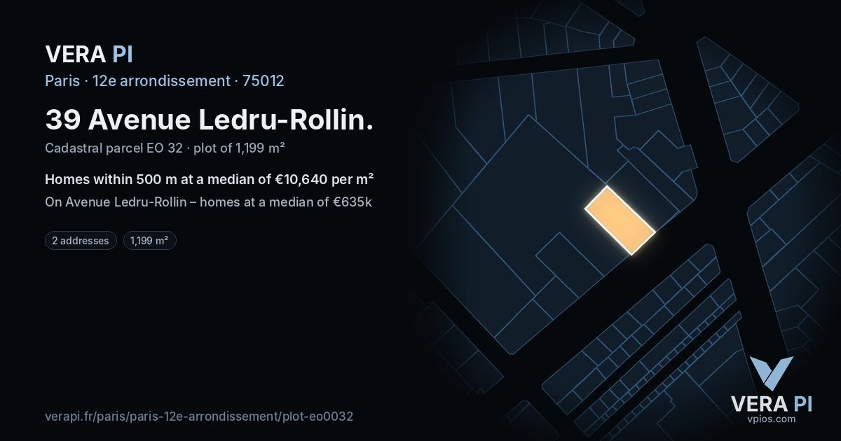 39 Avenue Ledru-Rollin, 12e arrondissement at night – the plot lit, the parcels around coloured by the prices near them