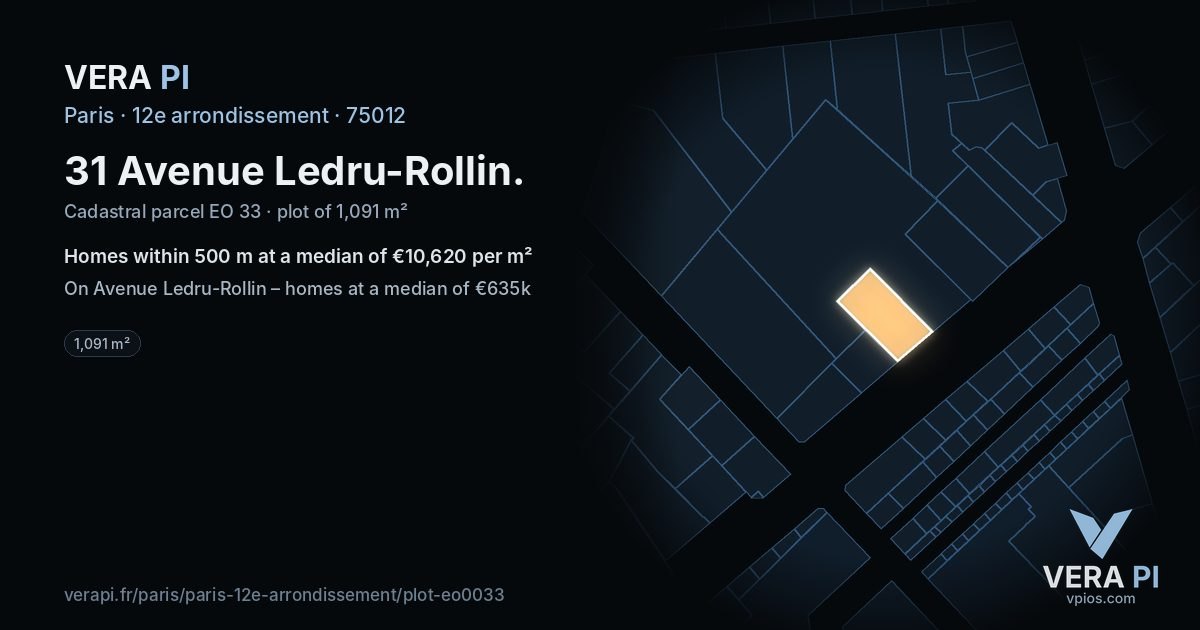 31 Avenue Ledru-Rollin, 12e arrondissement at night – the plot lit, the parcels around coloured by the prices near them