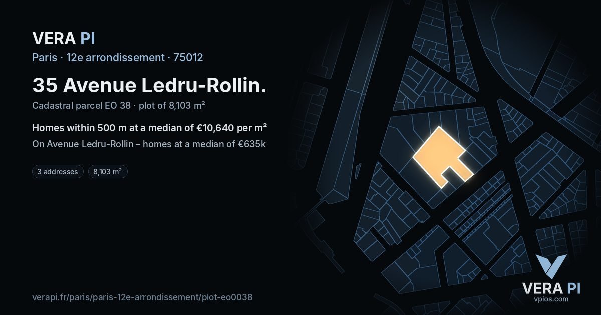 35 Avenue Ledru-Rollin, 12e arrondissement at night – the plot lit, the parcels around coloured by the prices near them