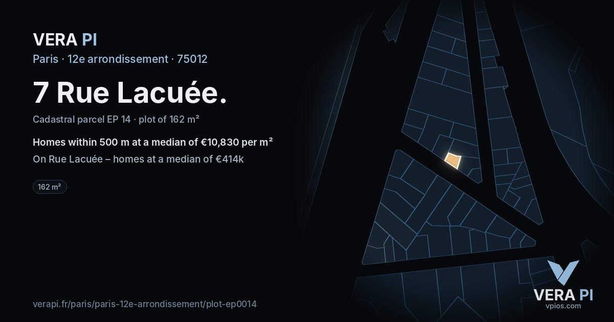 7 Rue Lacuée, 12e arrondissement at night – the plot lit, the parcels around coloured by the prices near them