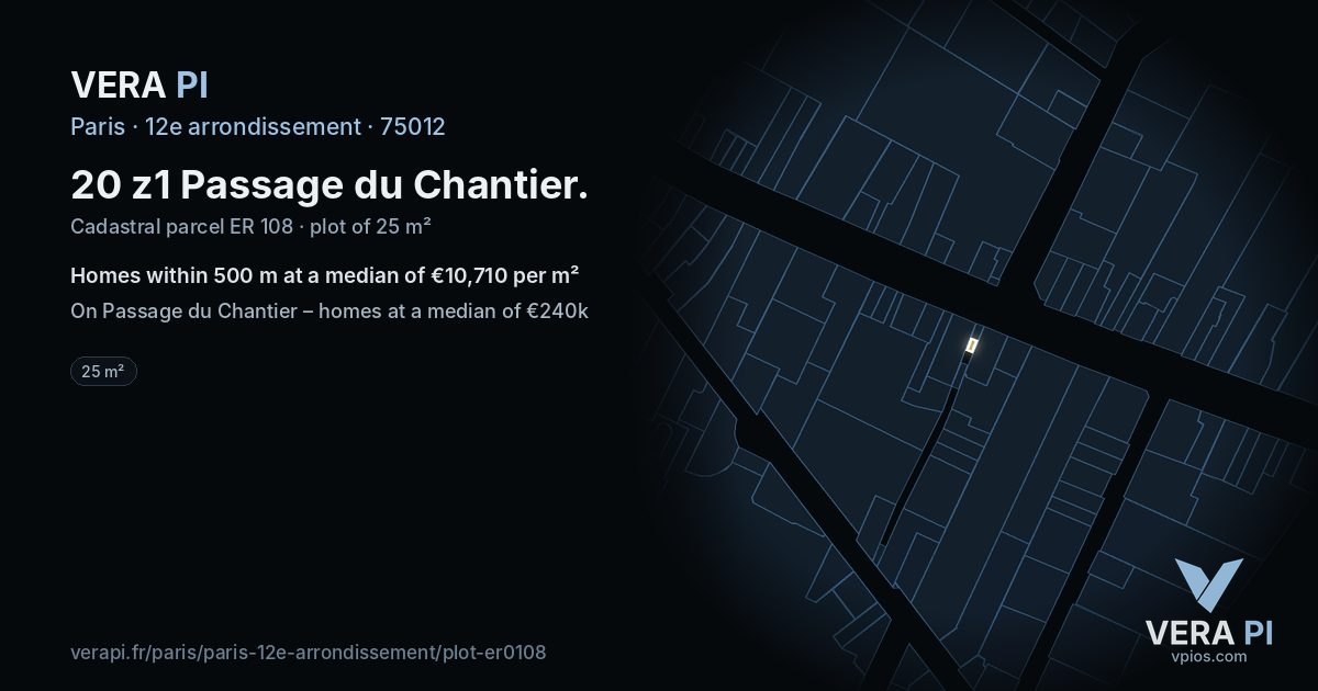 20 z1 Passage du Chantier, 12e arrondissement at night – the plot lit, the parcels around coloured by the prices near them